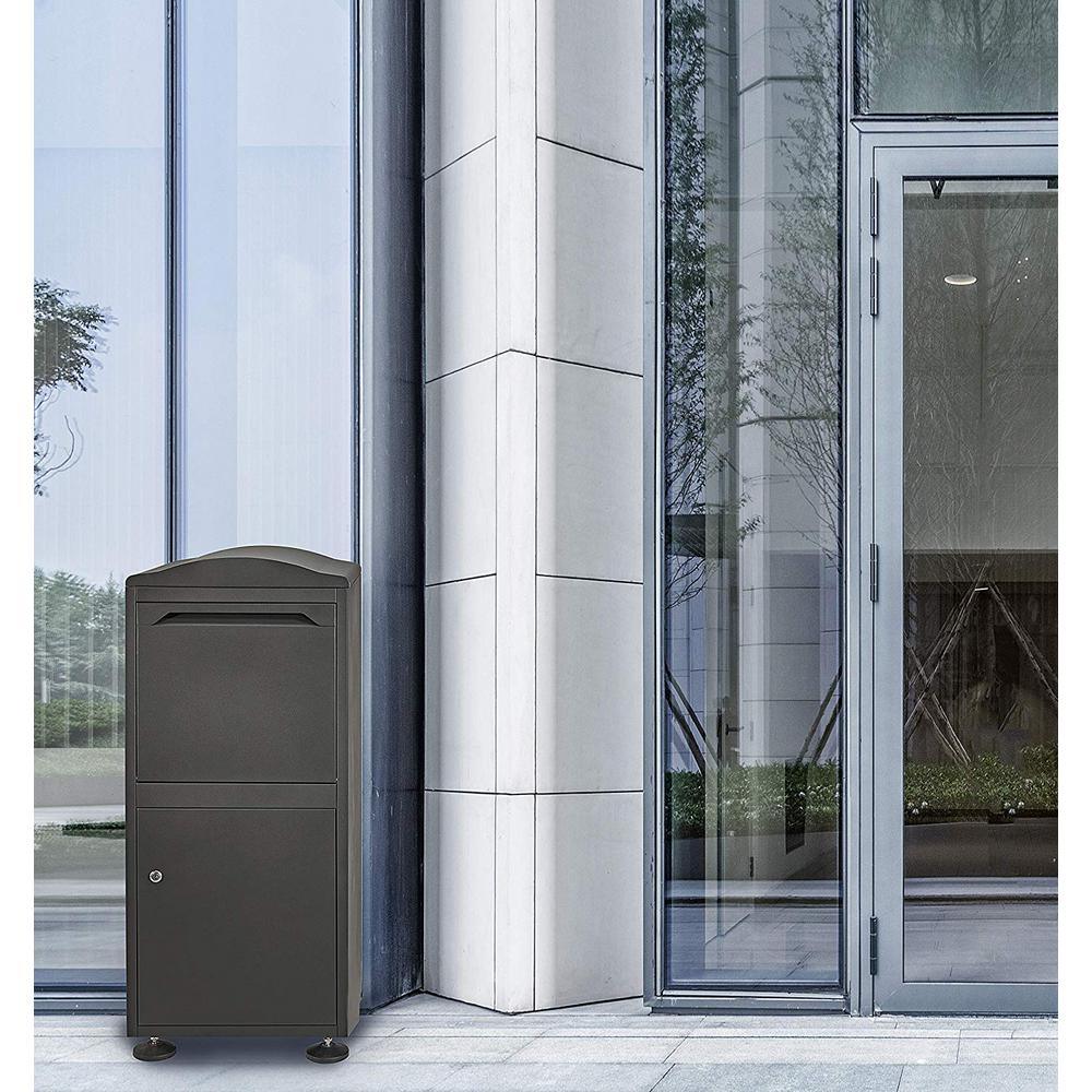 Black Free-Standing Steel Secured Parcel Drop Box - Super Arbor