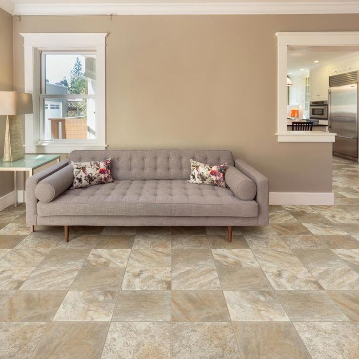 Congoleum ArmorCore Valley Path 12-ft W Cut-to-Length Quicksand Stone Look Low-Gloss Finish Sheet Vinyl