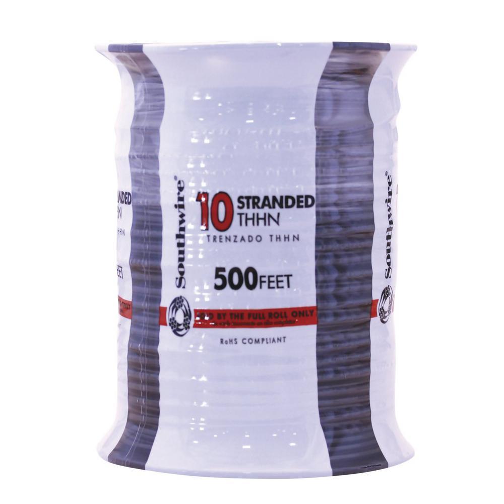 500 ft. 10 Black Stranded CU THHN Wire - Super Arbor