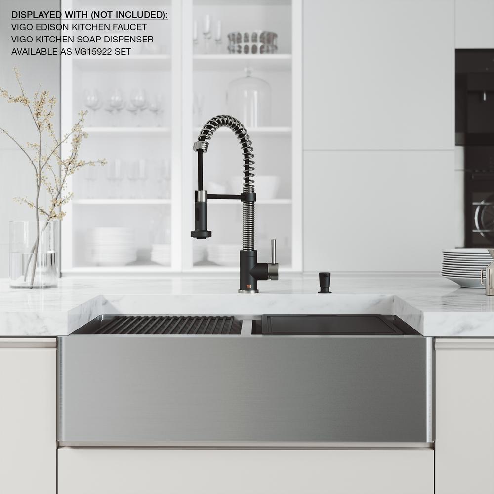 Oxford Stainless Steel 33 in. Double Bowl Flat Farmhouse Apron-Front Workstation Kitchen Sink with Accessories - Super Arbor
