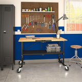 Kobalt 24-in L x 34-in H Rolling Black Wood Portable Work Bench