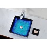 Viace Series Deco-Glass Vessel Sink in Blazing Blue - Super Arbor