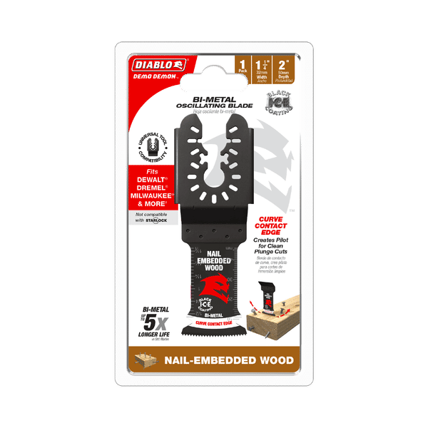 Diablo Demo Demon Bi-Metal Oscillating Blade for Nail-Embedded Wood 1-1/4"