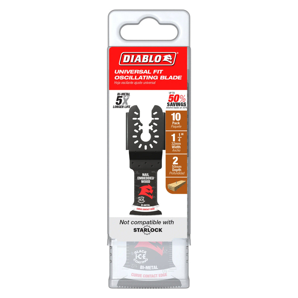 Diablo Universal Fit Bi-Metal Oscillating Blade for Nail-Embedded Wood 1-1/4" 10/Pack