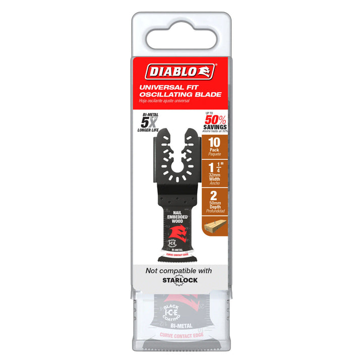 Diablo Universal Fit Bi-Metal Oscillating Blade for Nail-Embedded Wood 1-1/4" 10/Pack