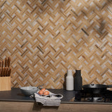 Eternal Birch Brown Basketweave Herringbone Matte Porcelain Mosaic Tile