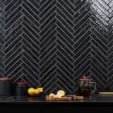 Wabi Sabi Coal Black 1.5x9 Glossy Ceramic Tile - Lux Tile