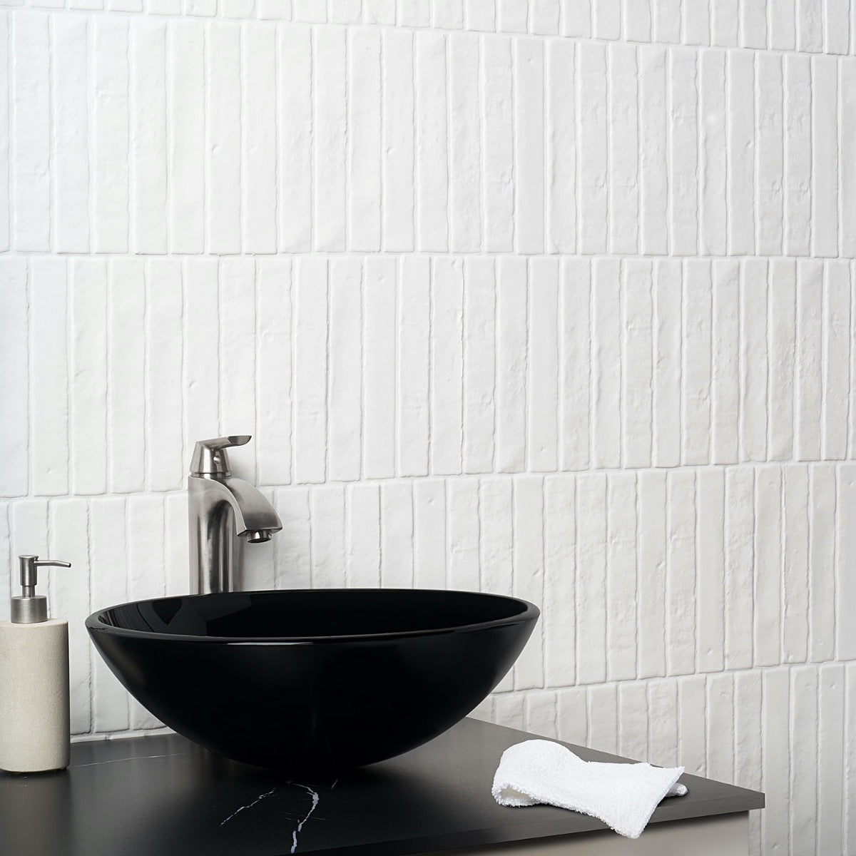 Wabi Sabi Snow White 1.5x9 Matte Ceramic Tile - Lux Tile