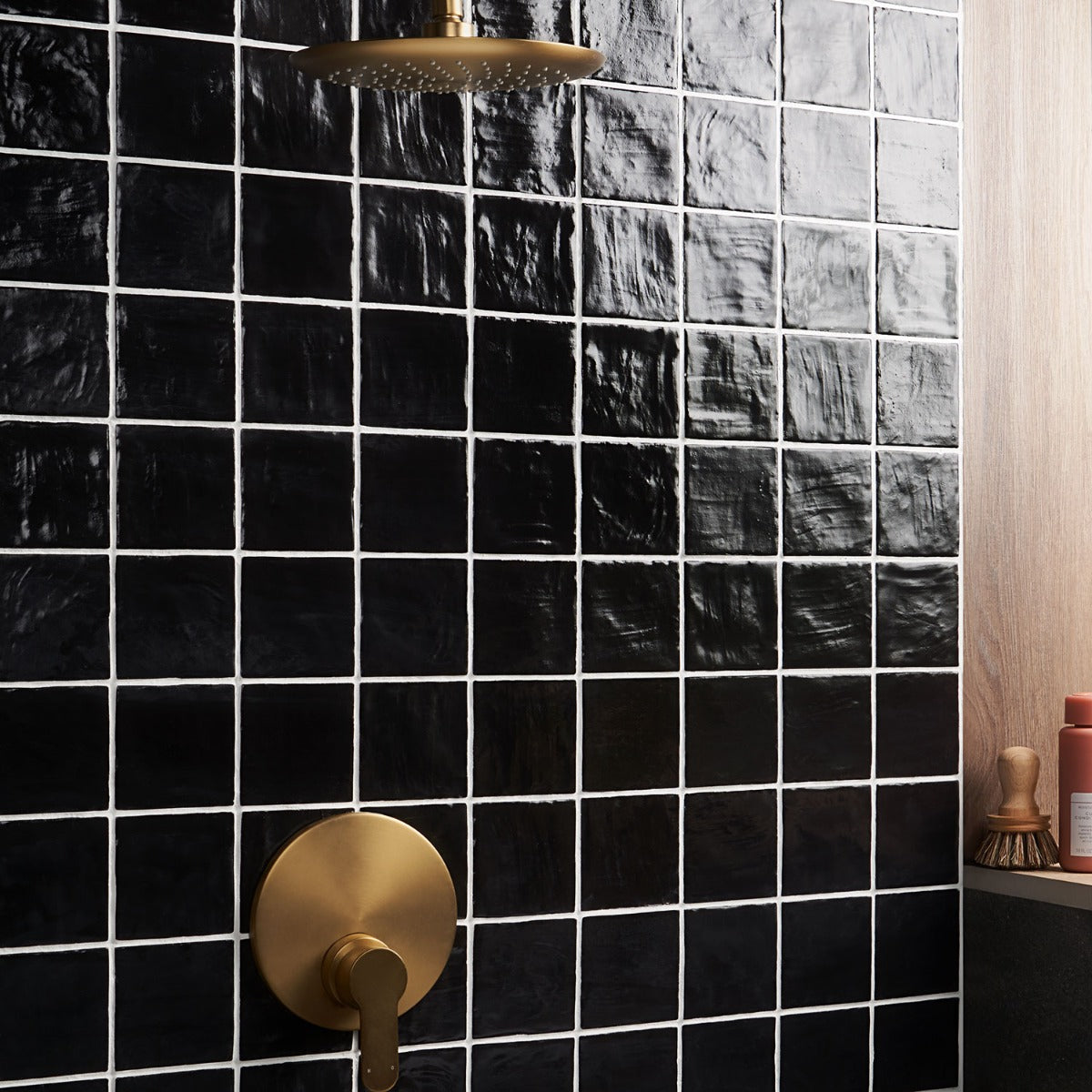 Montauk Jet Black 4x4 Mixed Finish Ceramic Wall Tile - Lux Tile