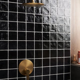 Montauk Jet Black 4x4 Mixed Finish Ceramic Wall Tile - Lux Tile