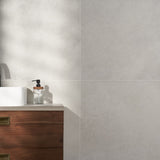 Lux Tile Perla White Matte Porcelain Tile 24x24 - Limestone Look