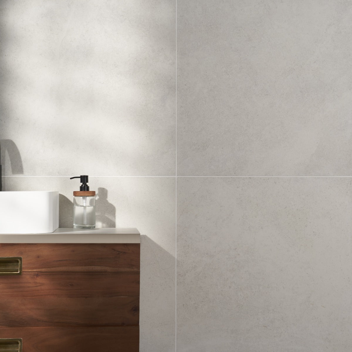 Lux Tile Perla White Matte Porcelain Tile 24x24 - Limestone Look