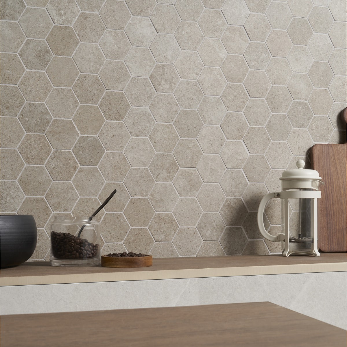 Lux Tile New Rock Tortora Beige 3" Hex Matte Porcelain Mosaic Tile