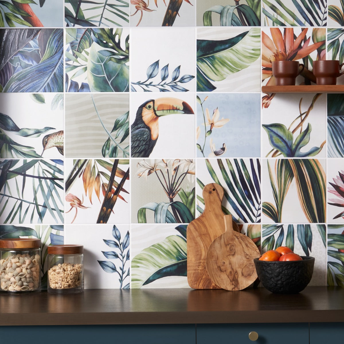 Angela Harris Wilder Tikida Decor 8x8 Matte Ceramic Tile - Botanical Design
