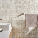 Seville Olimpia White 2x2 Porcelain Mosaic Tile - Travertine Look