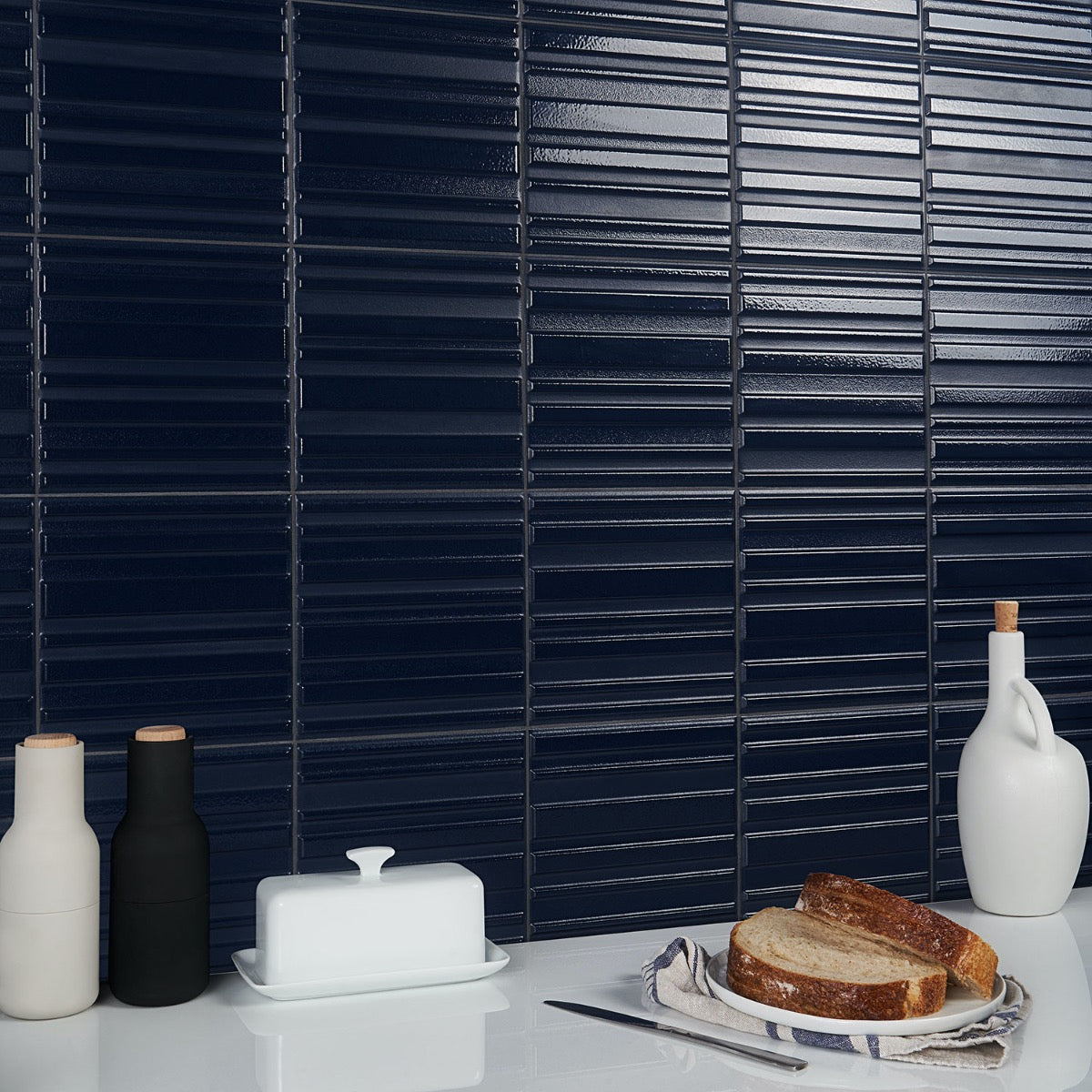 Sydney Blue 8x16 3D Glossy and Matte Ceramic Wall Tile
