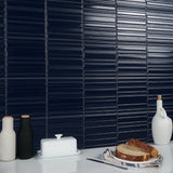 Sydney Blue 8x16 3D Glossy and Matte Ceramic Wall Tile