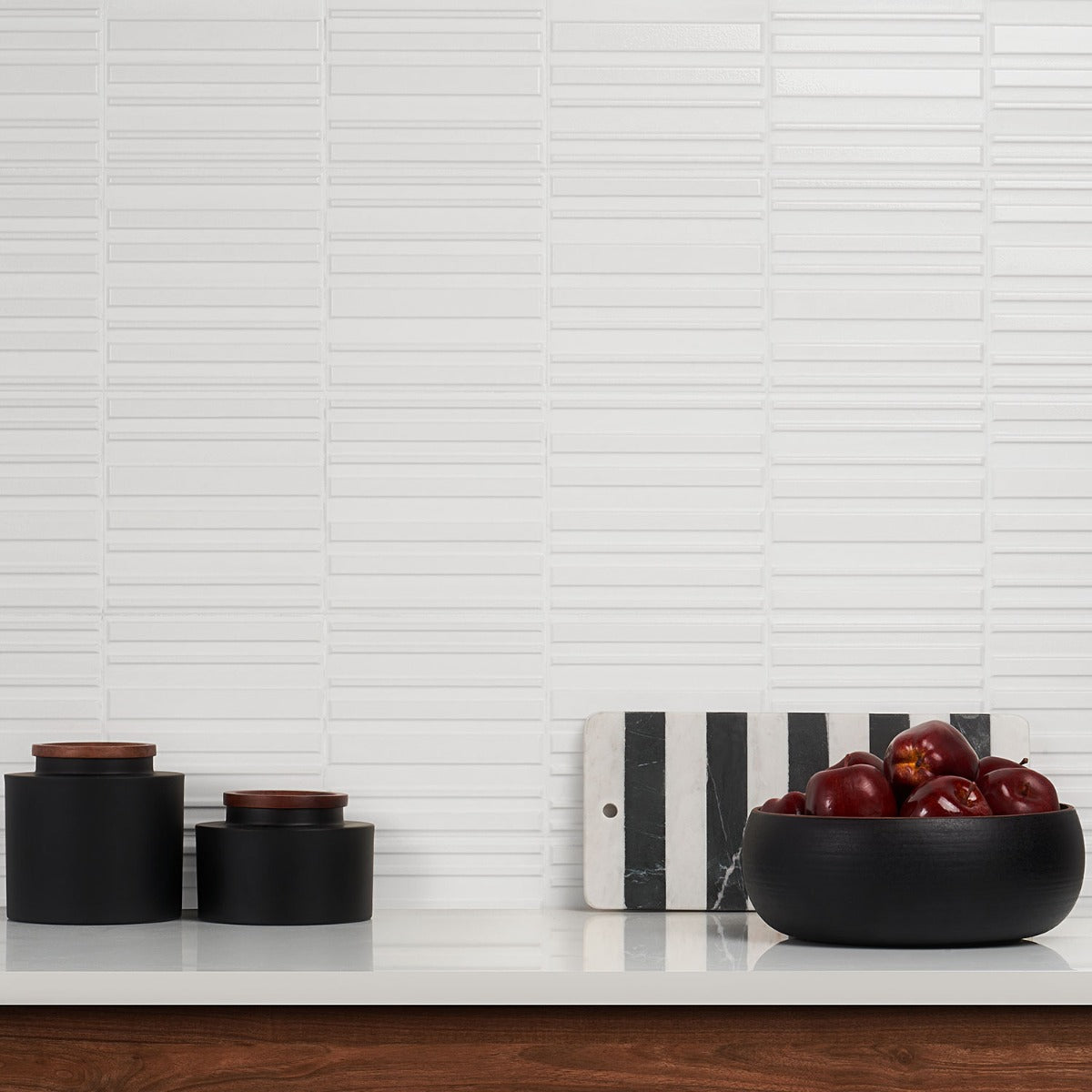 Sydney White 8x16 3D Mixed Finish Ceramic Wall Tile
