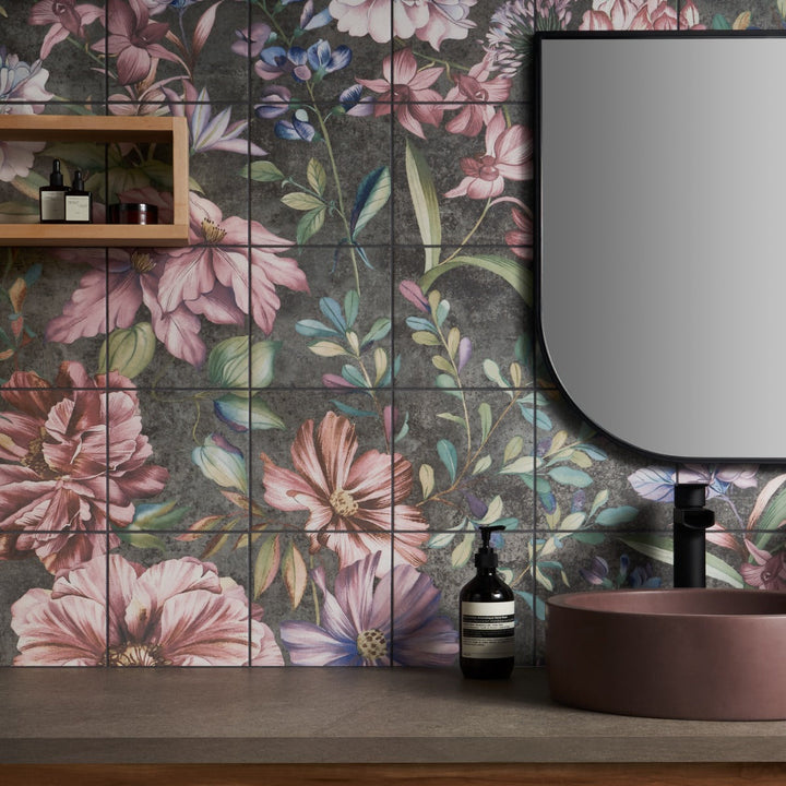 Angela Harris Wilder Garden Pink 8x8 Matte Porcelain Tile