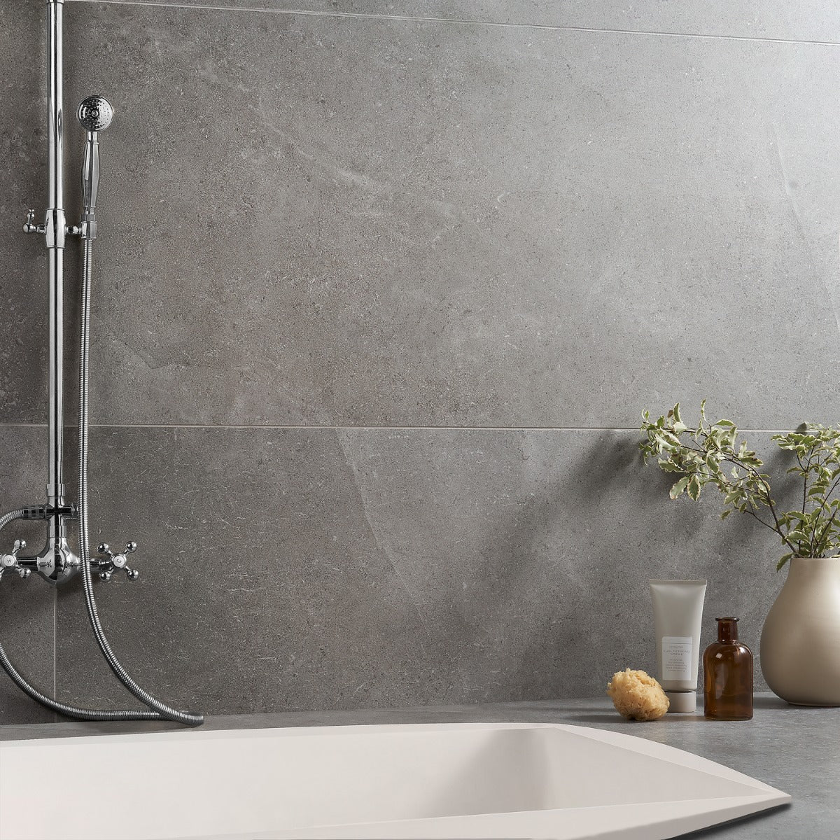Lux Tile New Rock Fossil Dark Gray 24x48 Matte Porcelain Tile