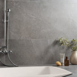 Lux Tile New Rock Fossil Dark Gray 24x48 Matte Porcelain Tile
