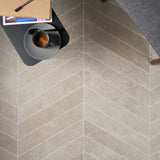 New Rock Tortora Beige 4x21 Chevron Matte Porcelain Tile - Lux Tile