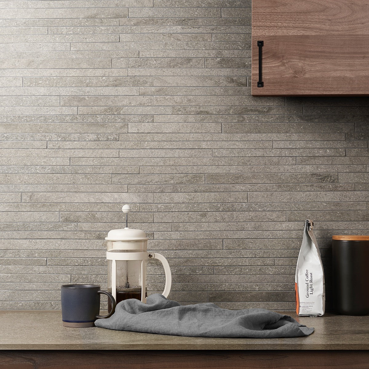 Acadia Thin Strip Slate Gray Matte Porcelain Mosaic Tile - Lux Tile