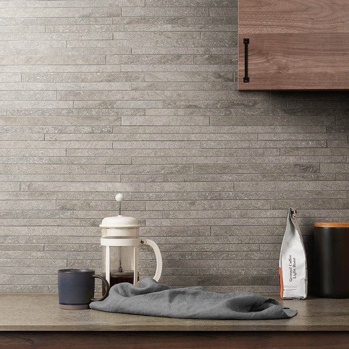 Acadia Thin Strip Slate Gray Matte Porcelain Mosaic Tile - Lux Tile