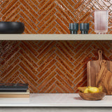 Wabi Sabi Honey Brown 1.5x9 Crackled Glossy Ceramic Tile - Lux Tile