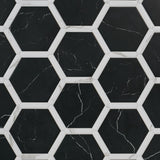 Sagon Nero Black 9" Hexagon Matte Porcelain Tile - Lux Tile