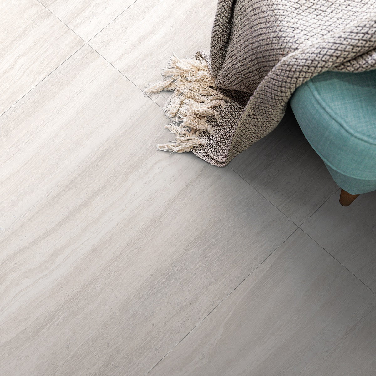 Nashville White 24x48 Matte Porcelain Tile - Travertine Look