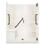 Classic Freedom Grand Hinged 36 in. x 60 in. x 80 in. Left Drain Alcove Shower Kit in Natural Buff and Chrome - Super Arbor