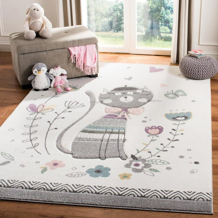 Safavieh Carousel Kids Kitty 4 x 6 Ivory/Pink Indoor Kids Area Rug