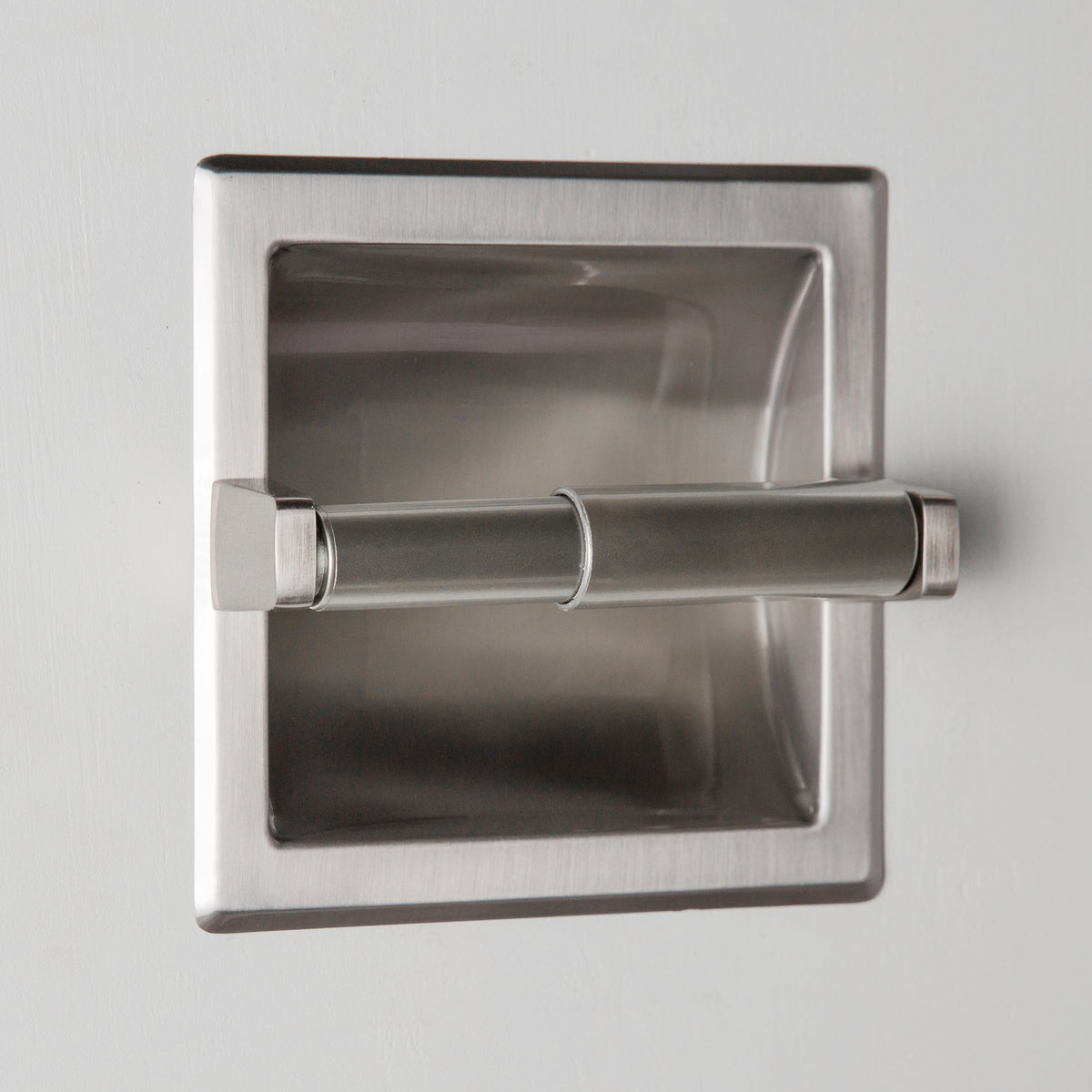 Project Source Seton Brushed Nickel Recessed Spring-Loaded Toilet Paper Holder