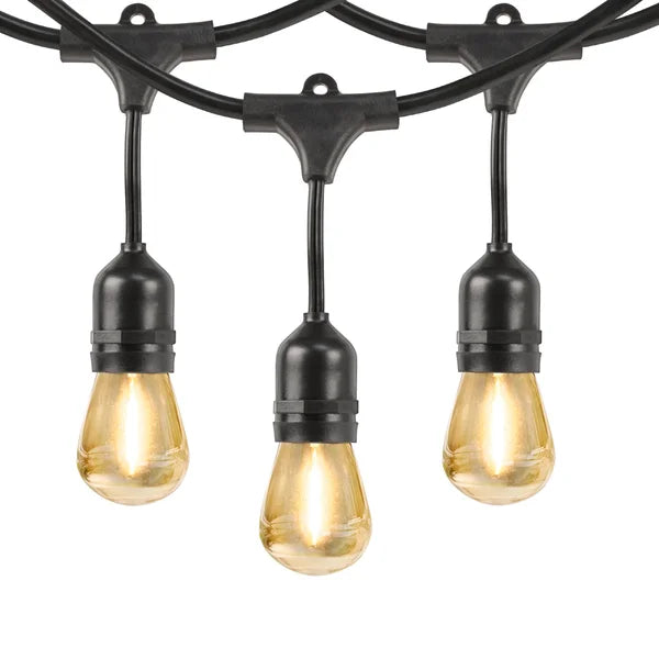 Feit Outdoor Weatherproof String Light Set 48ft 24 Light Sockets w/ 26 LED Bulbs