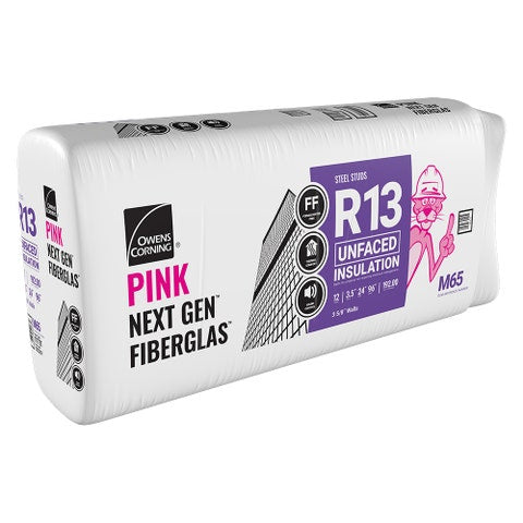 Owens Corning R-13 Unfaced Fiberglass Insulation Batts, 3.5 in. x 24 in. x 96 in. (4 Bags)