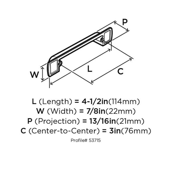 Amerock Rochdale (96mm) Center to Center Rectangular Cup Drawer Pull