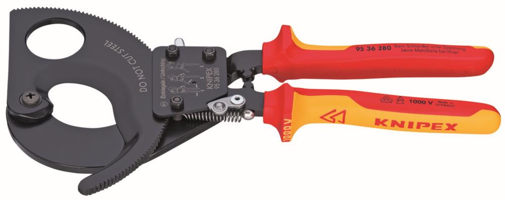 KNIPEX 11-in Insulated Ratchet Cable Cutting Pliers, 1000V, 95 36 280