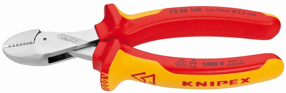 KNIPEX X-Cut 6.25-in Cutting Pliers, Chrome Vanadium Steel, VDE 1000V Insulated