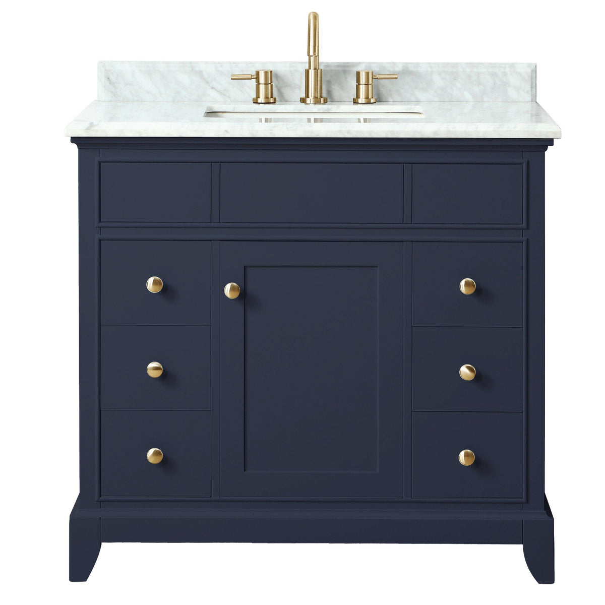 Studio Design Collection Aurora Blue 37 in. Bathroom Vanity with Carrara Top