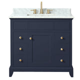 Studio Design Collection Aurora 37 in. Blue Vanity with Carrara Marble Top