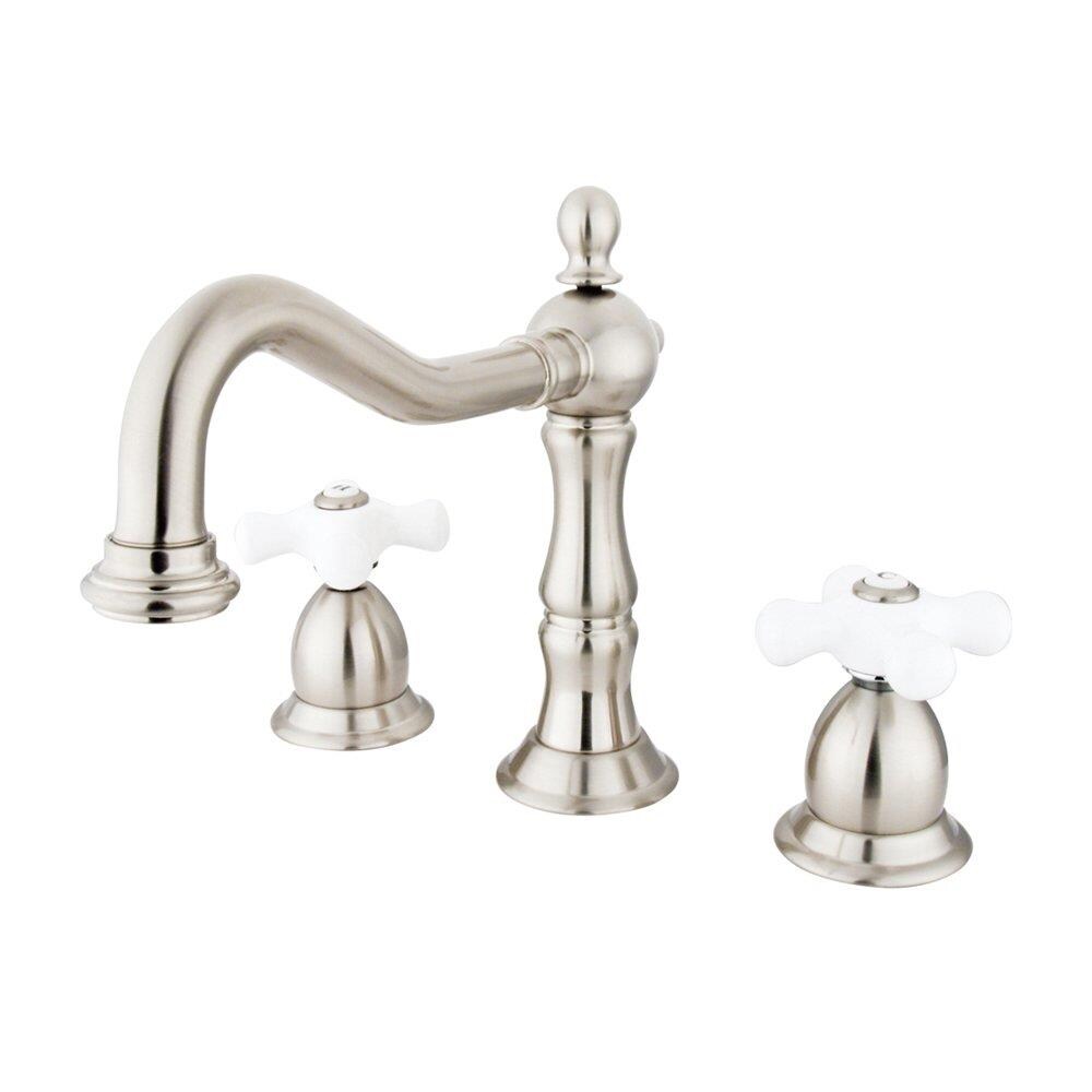 Elements of Design Brushed Nickel 2-Handle 8-in Widespread Bathroom Sink Faucet with Drain