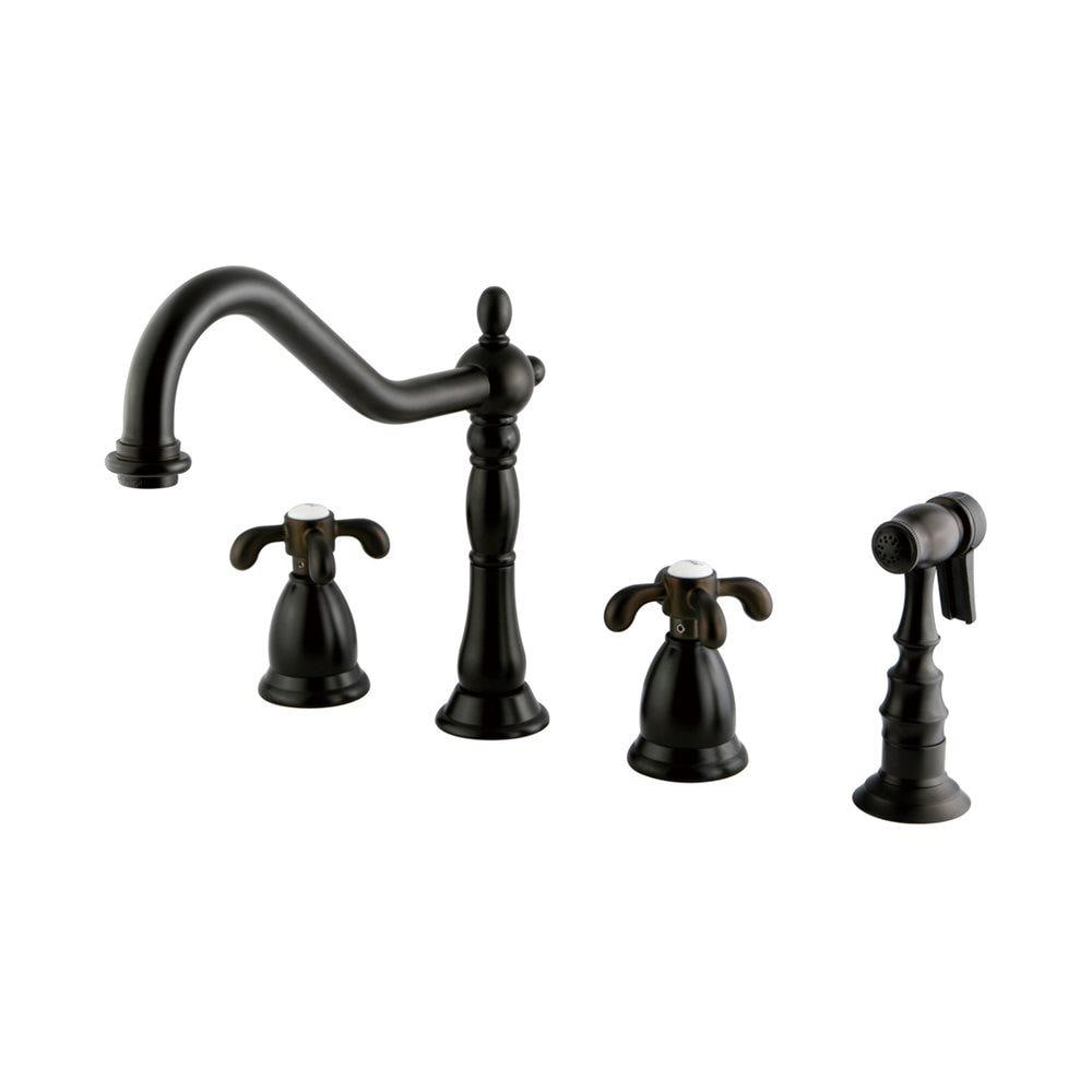 Elements of Design French Country Oil Rubbed Bronze 2-Handle Deck-Mount Bridge Kitchen Faucet with Side Spray