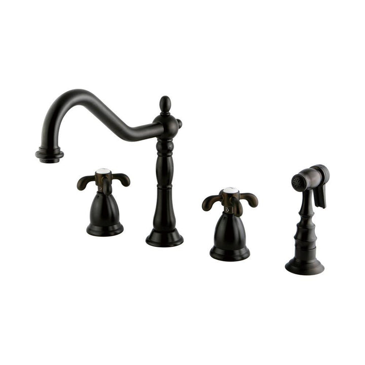 Elements of Design French Country Oil Rubbed Bronze 2-Handle Deck-Mount Bridge Kitchen Faucet with Side Spray