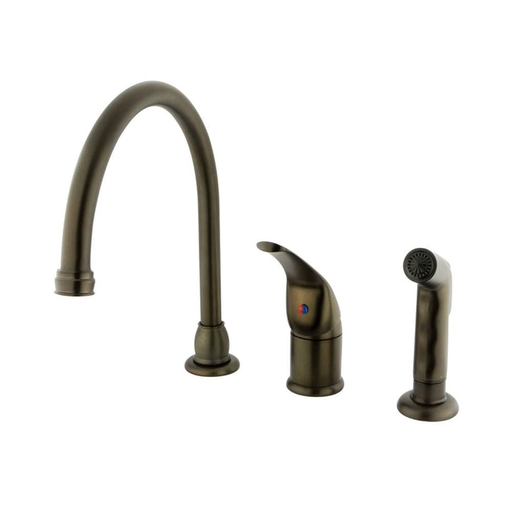 Elements of Design Oil-Rubbed Bronze 1-Handle Deck-Mount High-Arc Kitchen Faucet with Side Sprayer