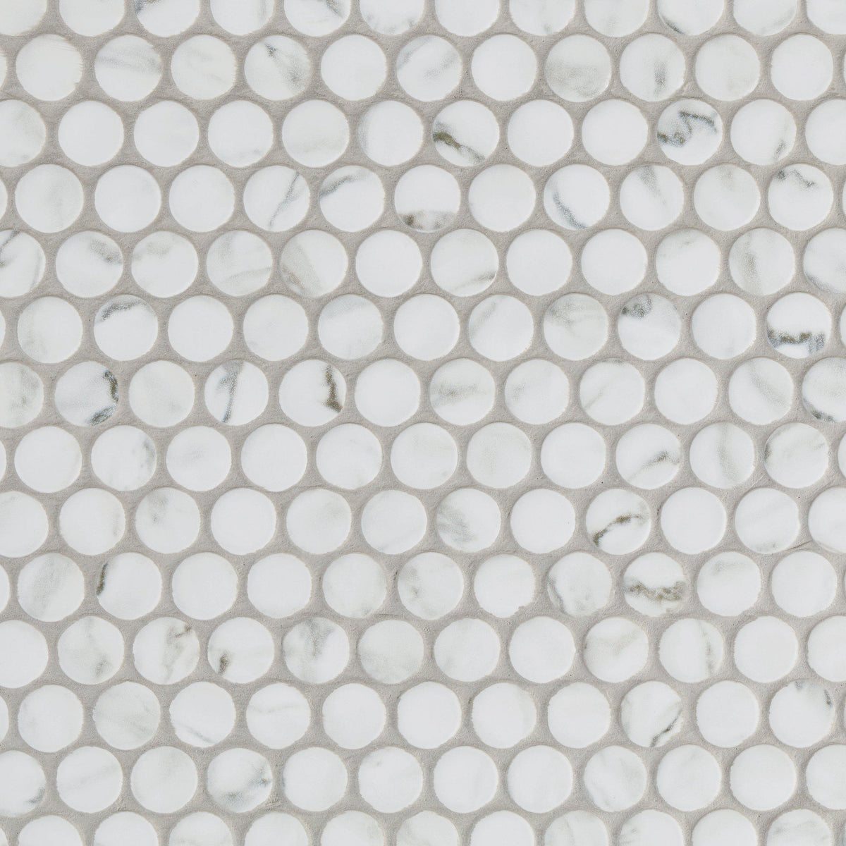 San Giorgio Carrara Catalina 1 in. Penny Porcelain Mosaic Tile - 12 x 12 Sheet