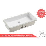 Kingsman Hardware 27-13/16 in. Rectangle Undermount Vitreous Glazed Ceramic Lavatory Vanity Bathroom Sink in Pure White