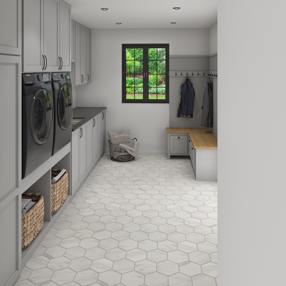 San Giorgio Marble Art Matte Hexagon Porcelain Tile - 8 x 9