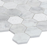 Satori Carrara 12-in x 12-in Multi-finish Natural Stone Look Hexagon Mosaic Floor and Wall Tile (0.96-sq. ft/ Piece)
