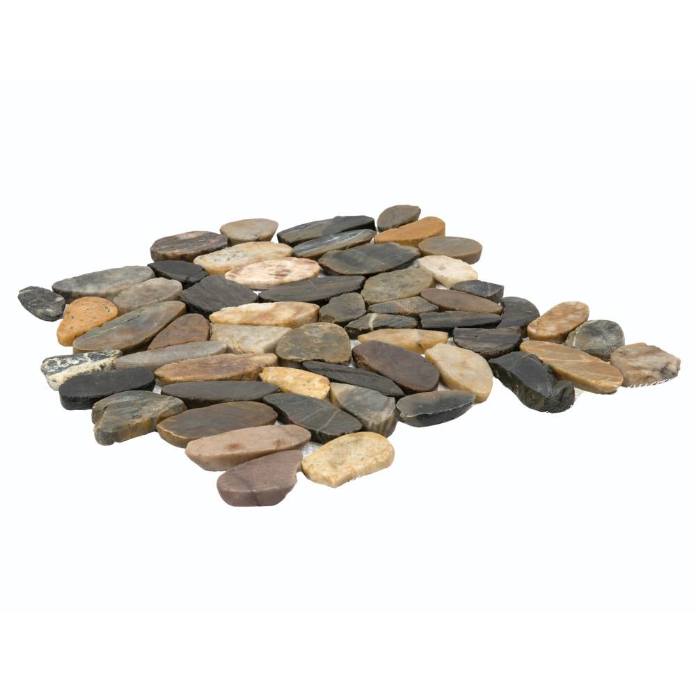 Satori River Rock Multicolor 13-in x 13-in Polished Natural Stone Mosaic Wall Tile (1-sq. ft/ Piece)